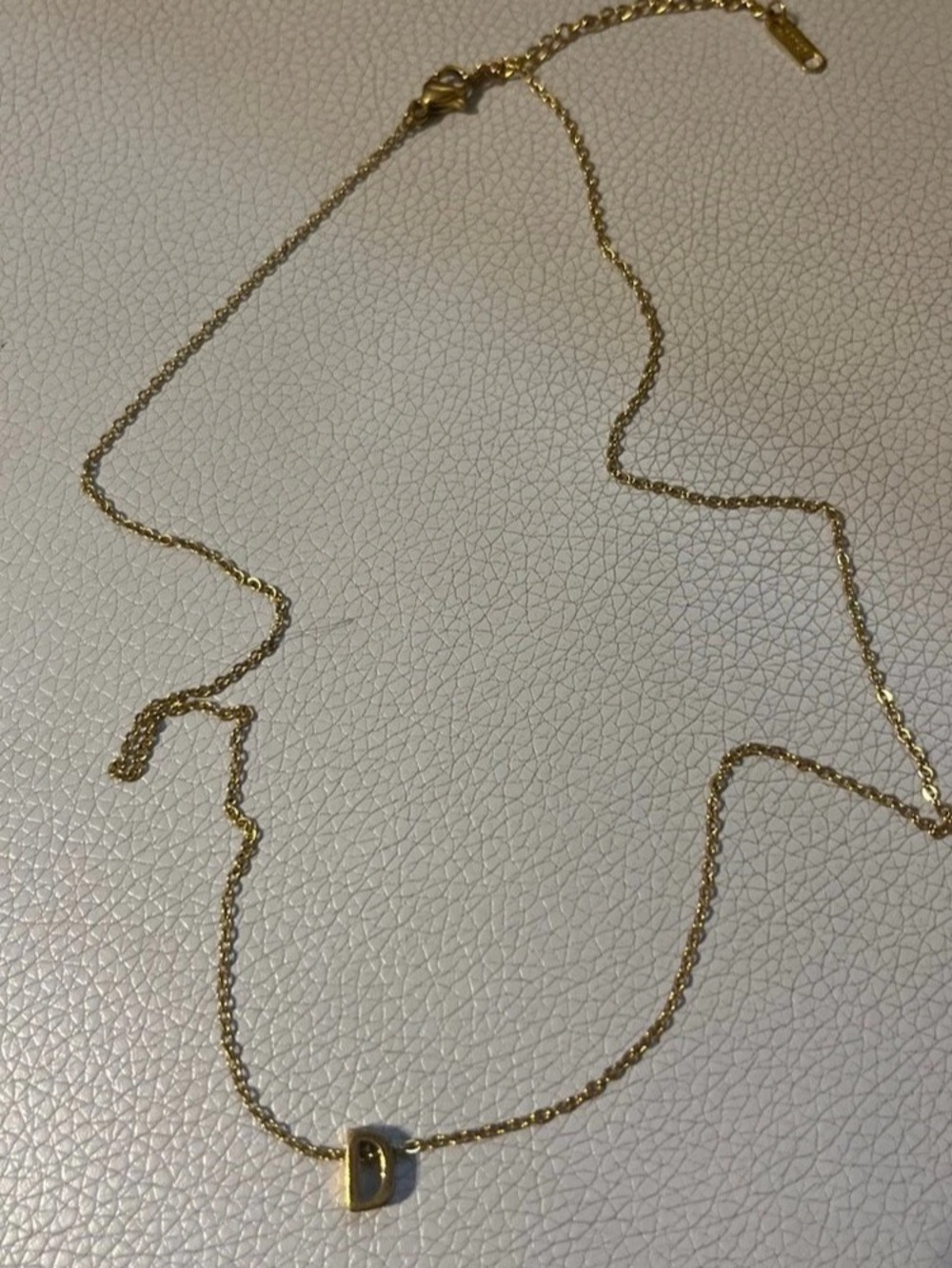 Gold Tone Letter D Pendant Necklace